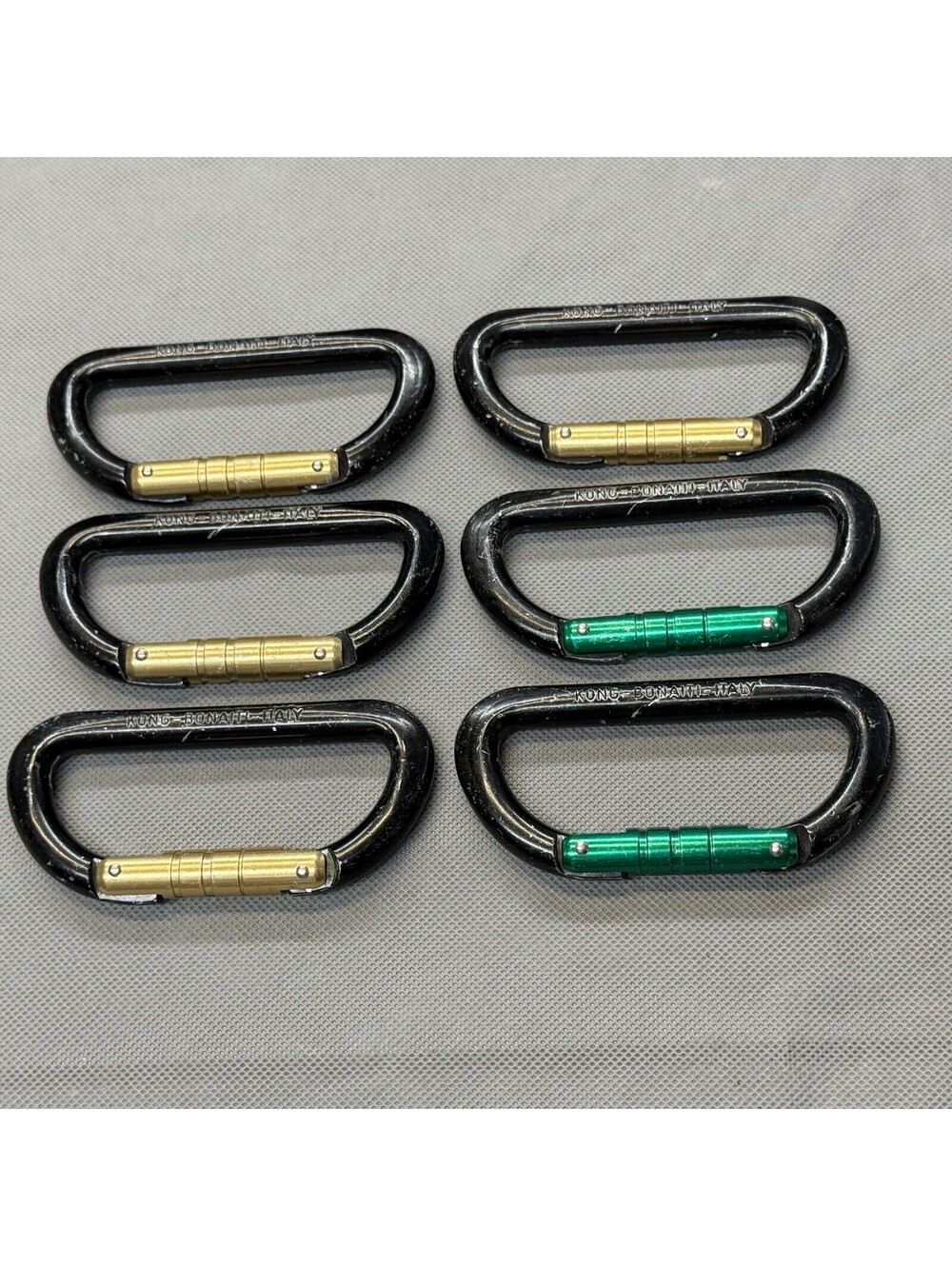 Vintage Kong Bonaiti Italy 30kN Locking Climbing Carabiners UIAA Lot of 6